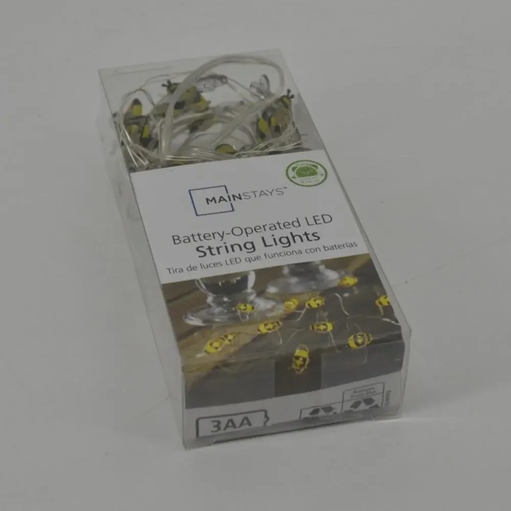 Mainstays Honey Bee Yellow String Light Battery Operated